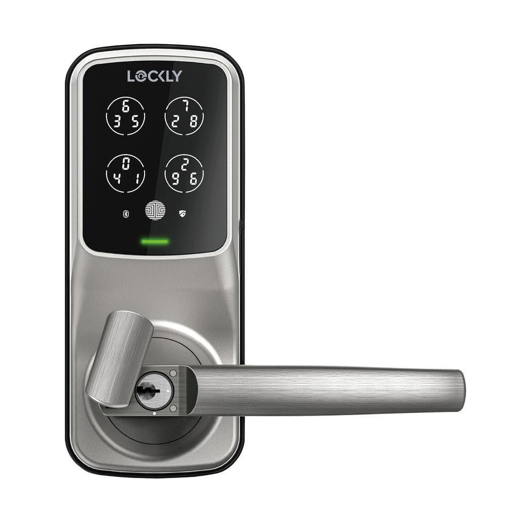 Lockly Secure Plus Bluetooth Smart Door Lock, Keyless Entry with PIN Genie® Digital Keypad, 3D Biometric Fingerprint Sensor Front Door Lock with Handle, Voice Control & Auto Lock - Latch Edition