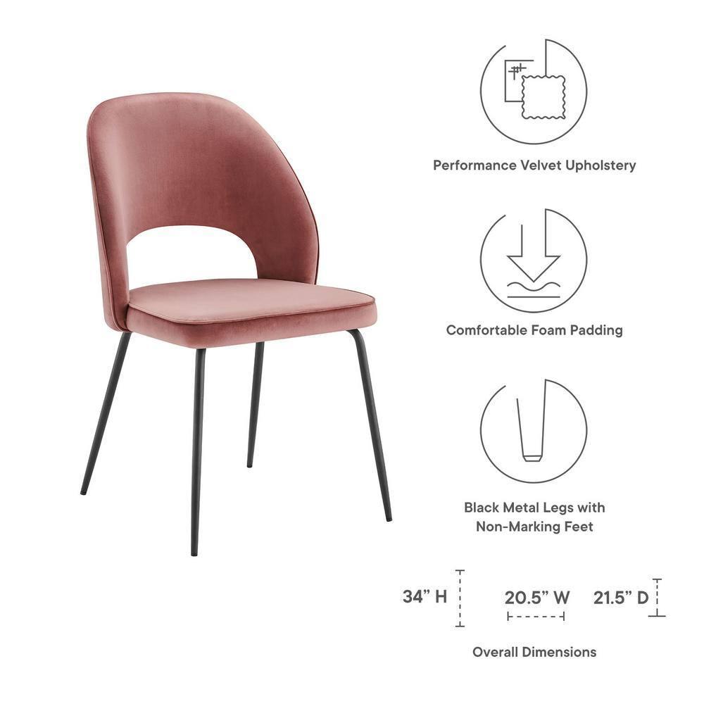 Modway Nico Performance Dining Chair, Black Dusty Rose