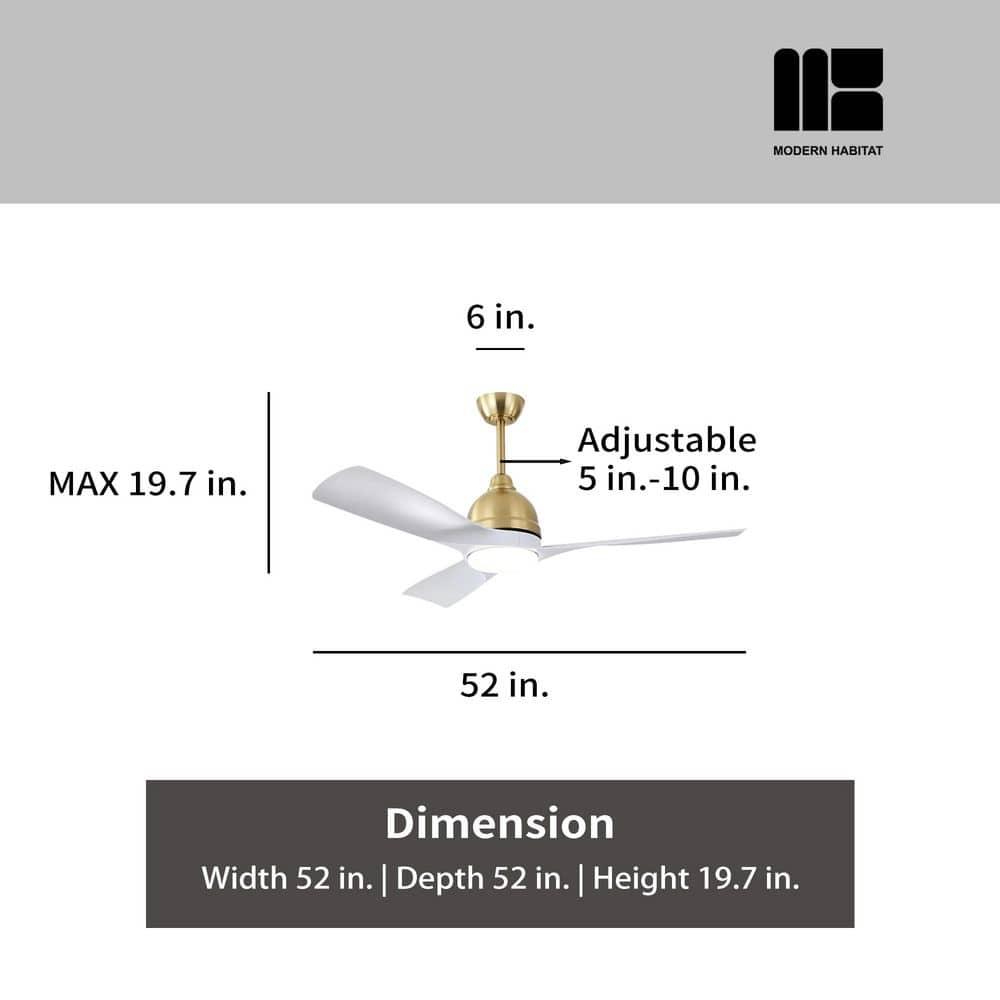 54" Modern Ceiling Fan with 3 Solid Wood Blades, 6 Speeds, Remote Control, 3 Color Dimmable LED Light, Intelligent Control Ceiling Fan