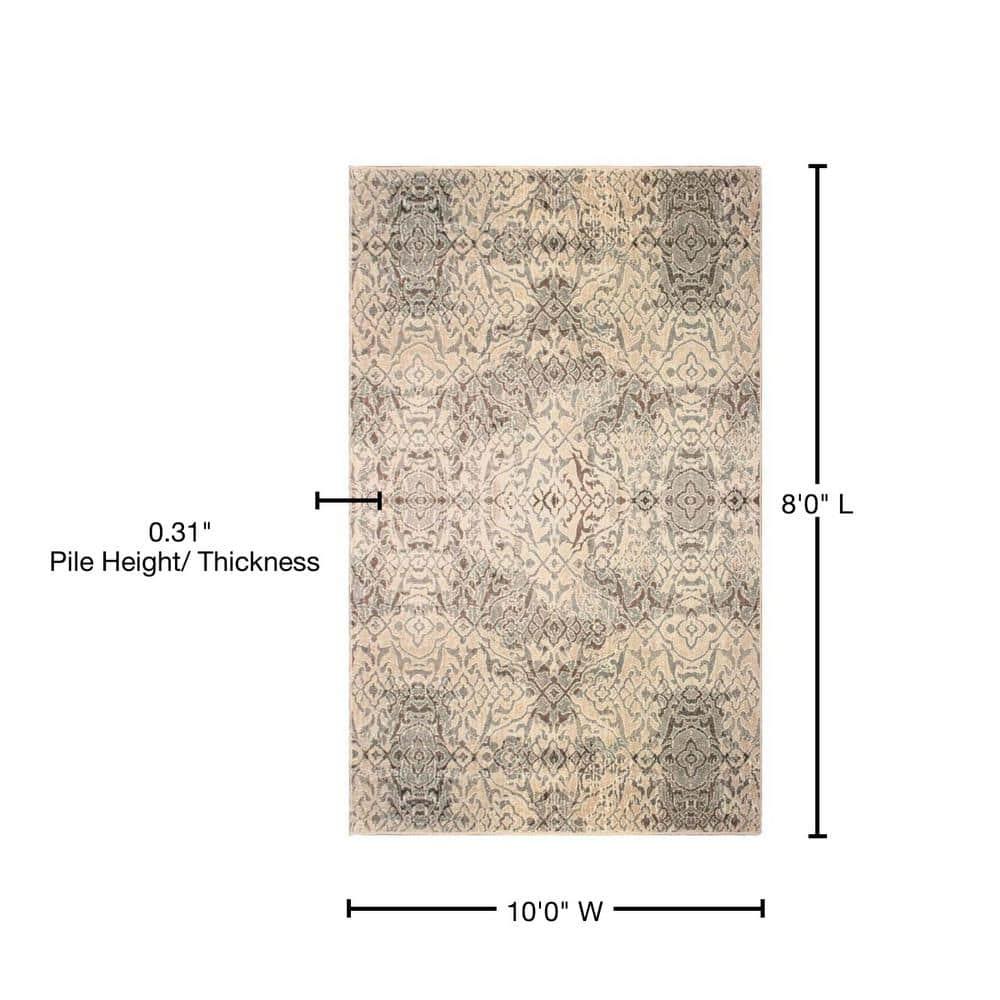 Modern Geometric Damask Indoor Area Rug, 8' x 10', Beige - Blue Nile Mills