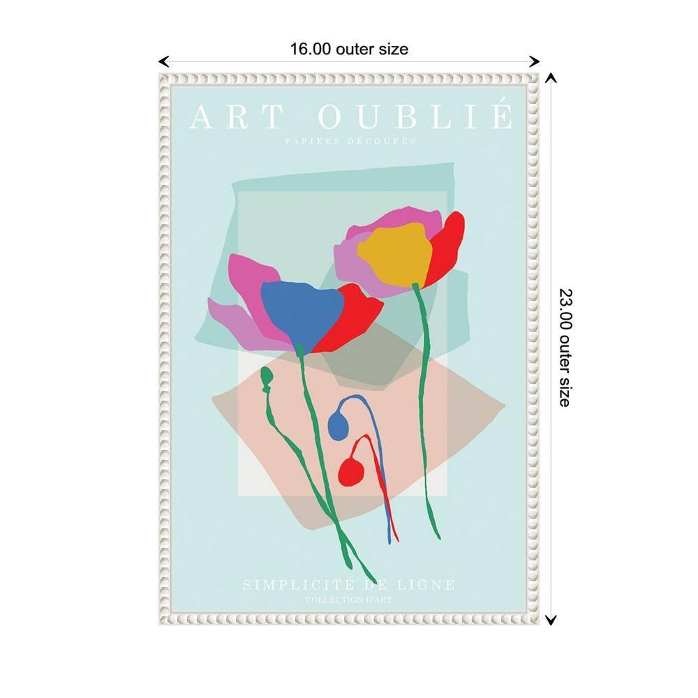 16"x23" Floral Line Simplicity by Incado Framed Canvas Wall Art Print White - Amanti Art: Modern Style, Botanical Lithograph, Vertical Layout