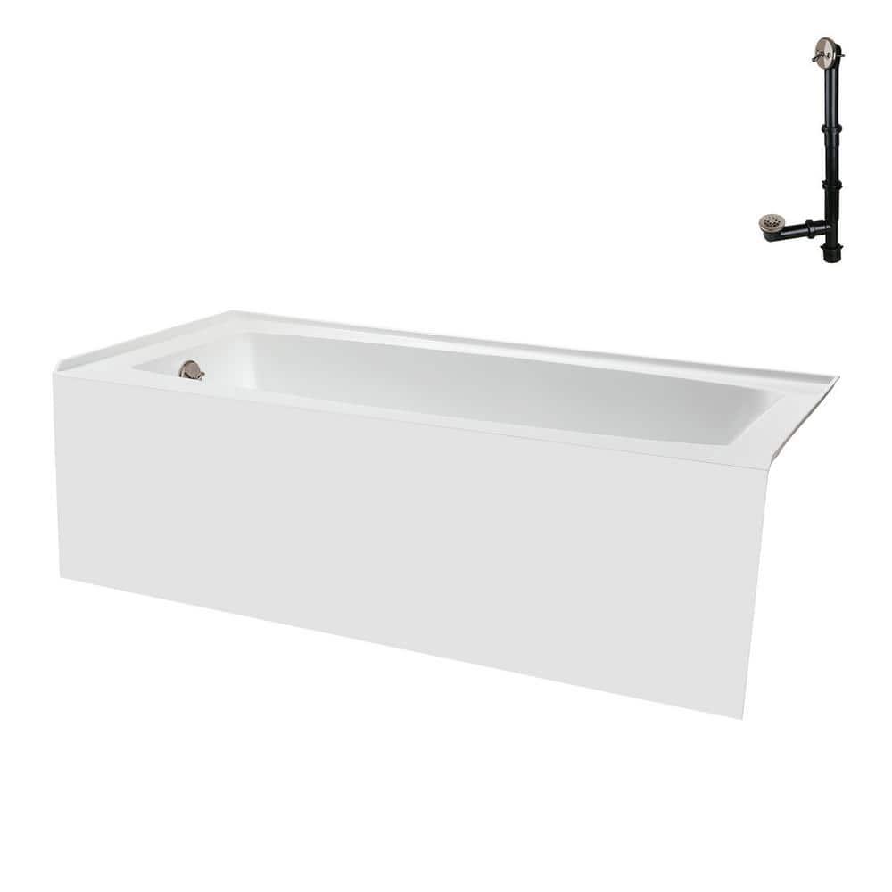 Streamline 60 in. x 30 in. Acrylic Left-Hand Drain Alcove Bathtub in Glossy White With External Drain