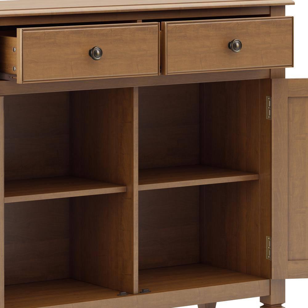 Simpli Home Connaught 40"W Solid Wood 2-Shelf Entryway Storage Cabinet with 2 Storage Drawers