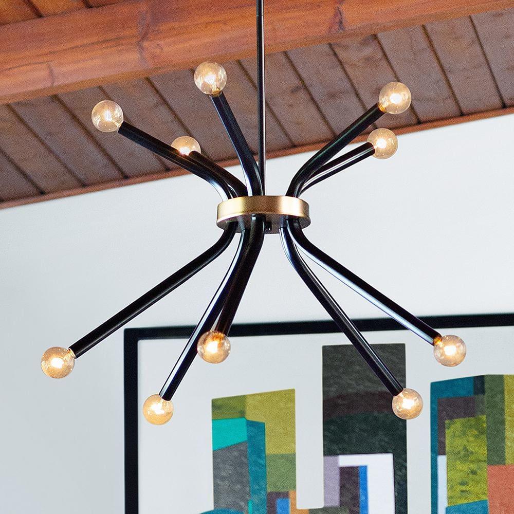 Lark Axton 10 - Light Chandelier in  Black/Lacquered Brass