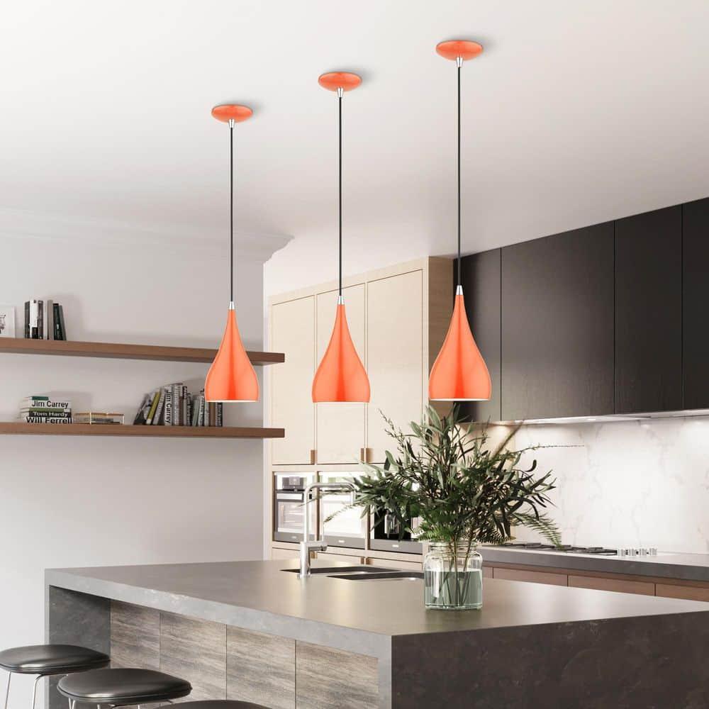 Livex Lighting Amador 1 - Light Pendant in  Shiny Orange/Polished Chrome