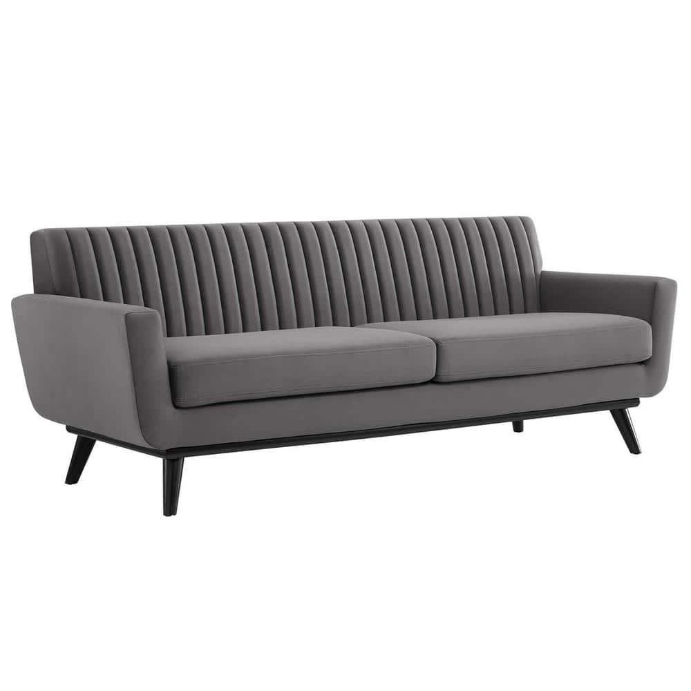 Engage Channel Tufted Performance Velvet Sofa Gray - Modway: Upholstered, Wood Frame, Foam Fill