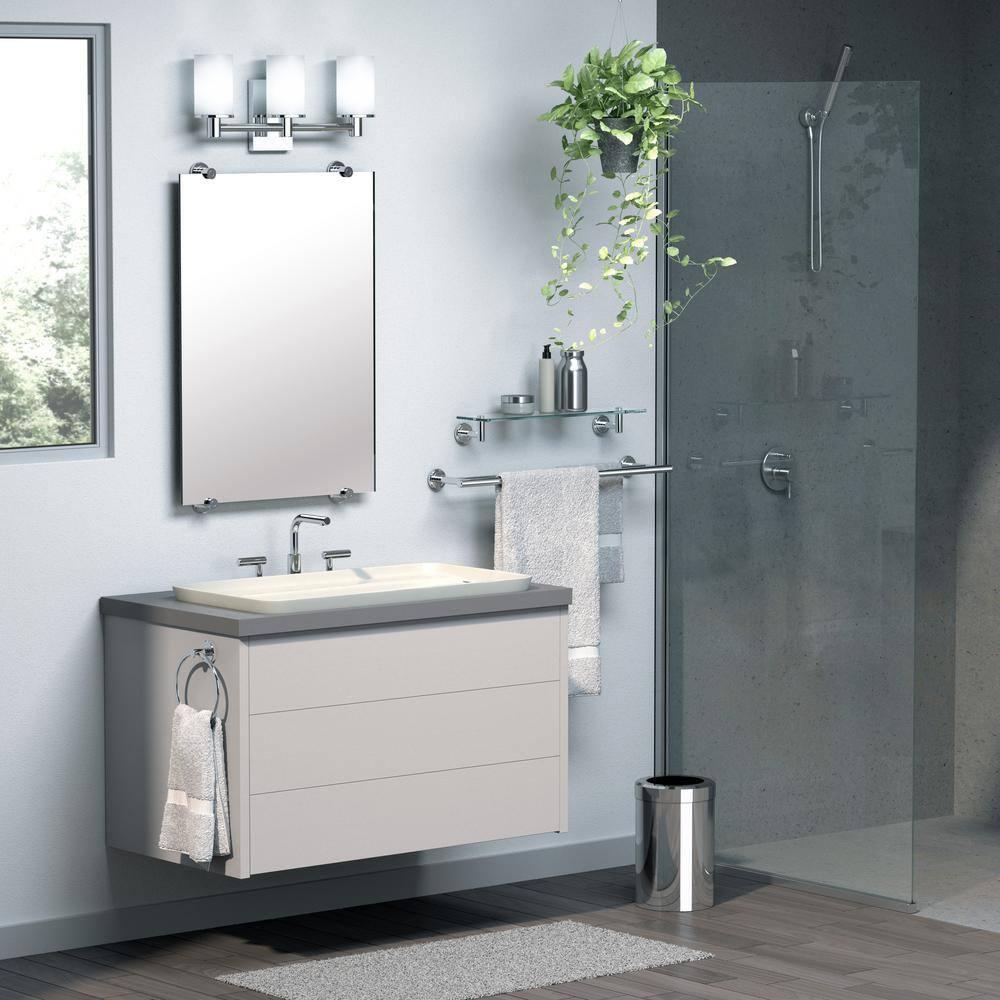 Latitude Wall Mount Frameless Rectangle Bathroom Vanity Mirror | Mount Landscape or Portrait