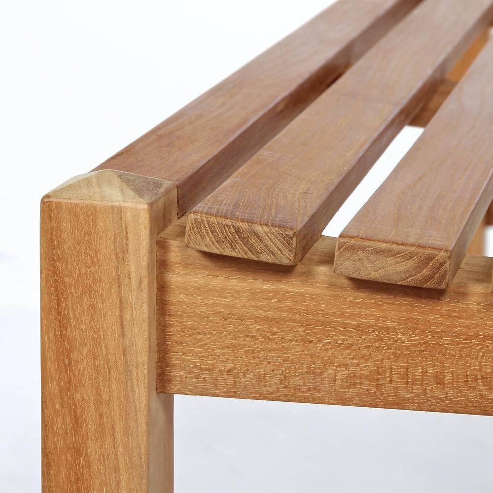 Elite 35.5 in. Natural Teak Wood Outdoor Backless Bench