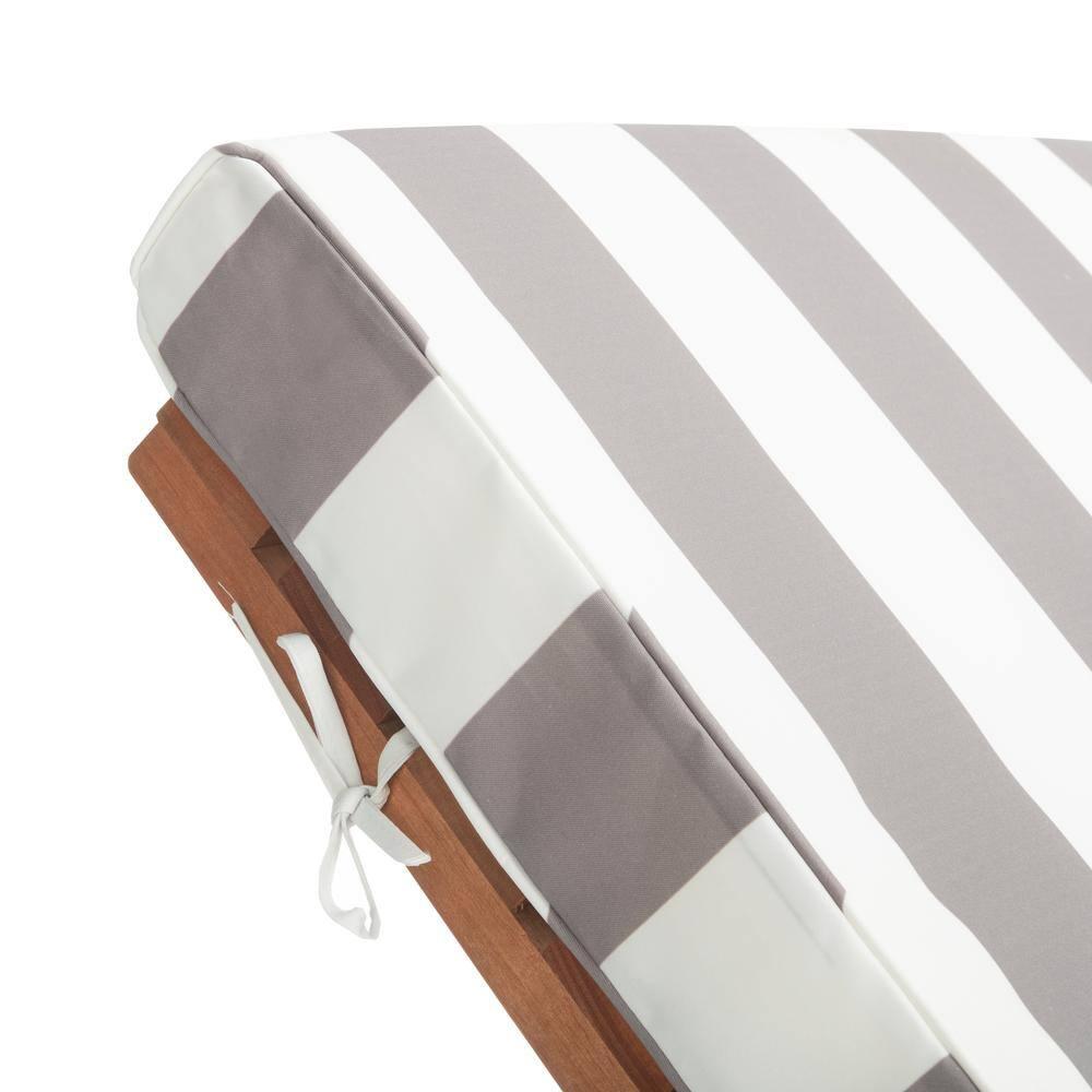 Newport Lounge Chair - Outdoor - PAT7022 - Natural/Grey Striped -Safavieh