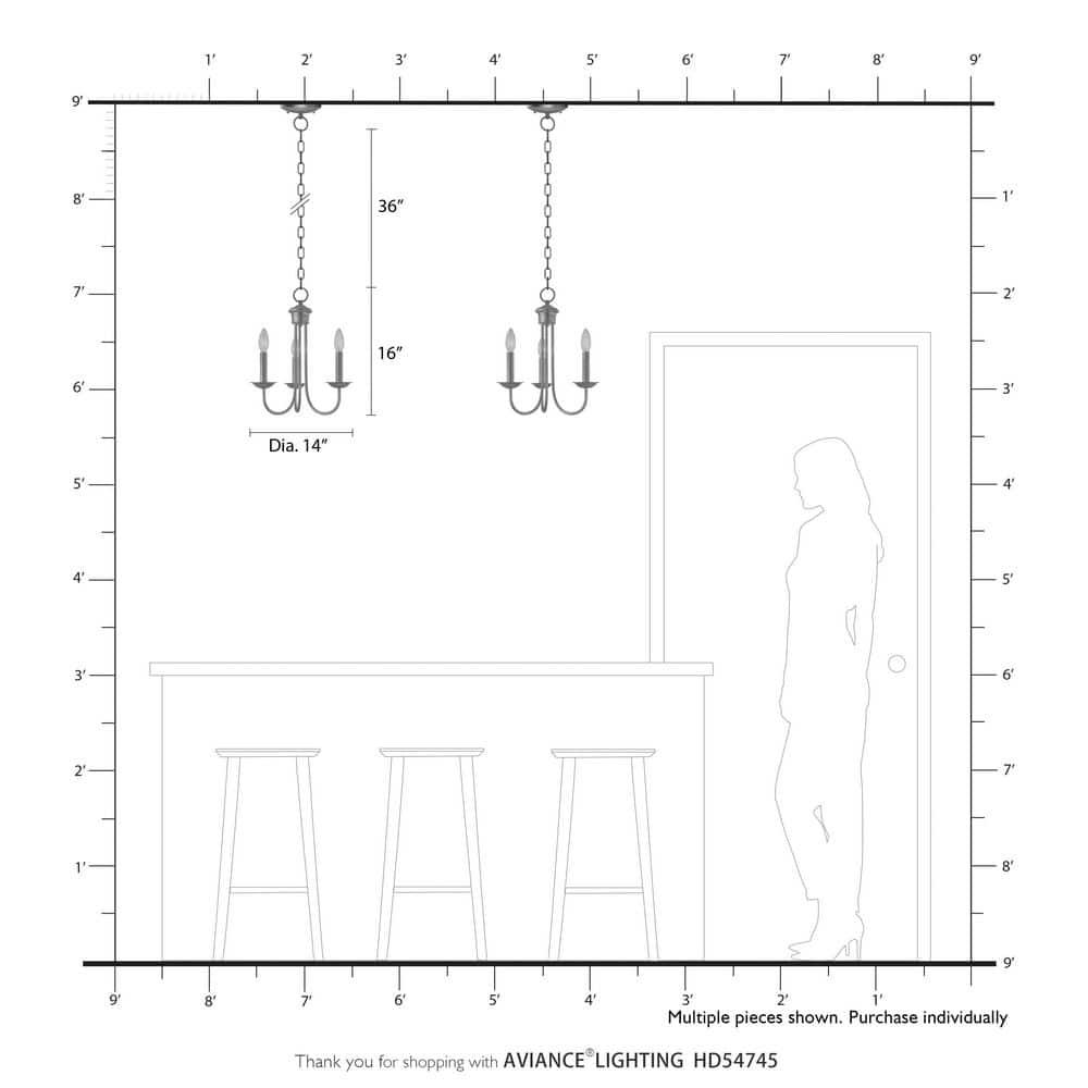 Livex Lighting Estate 3 - Light Chandelier in  Antique Brass