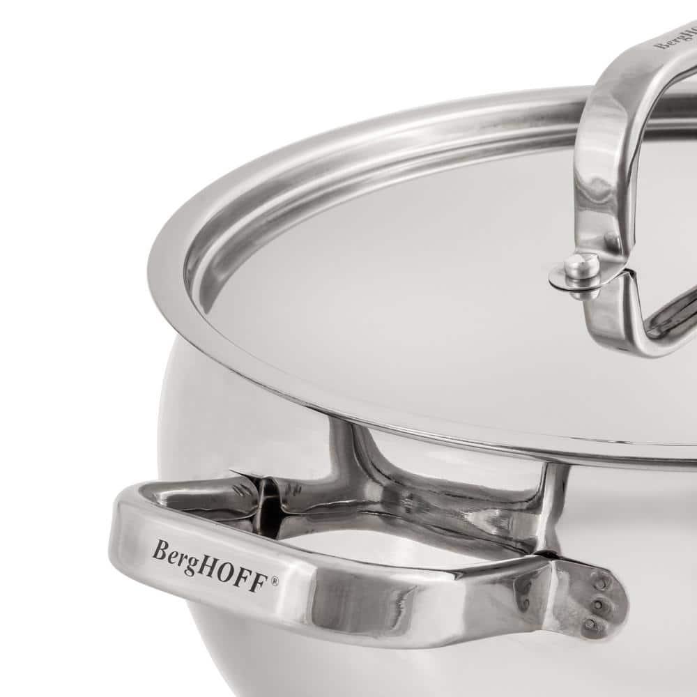 BergHOFF SS 18/10 5.5 Qt Stock Pot With SS Lid, Belly Shape, 9.5"