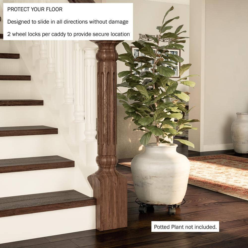 Pure Garden Metal Plant Caddy-Set of 2 Round Stand on Wheels