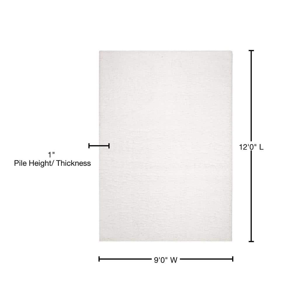 SAFAVIEH August Carlene Solid Plush Shag Area Rug, White, 9' x 12'
