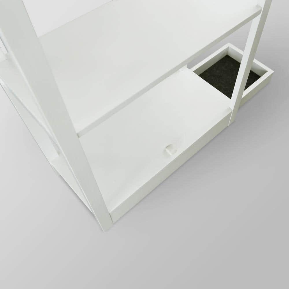 Casual Home Adams 3-Shelf Bookcase with Concealed Sliding Track, Concealment Furniture-Color:White