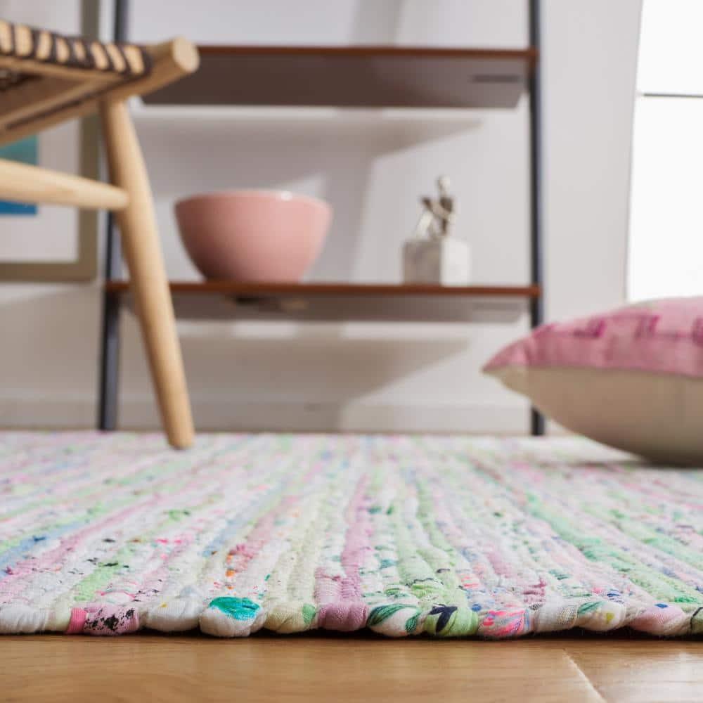 Rag Rug RAR125 Hand Woven Indoor Area Rug - Light Green/Multi - 6'x9' - Safavieh.