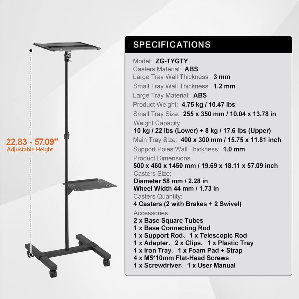 Mount-it Mount-It! Mobile Projector and Laptop Stand with 2 Shelves, Rolling Cart