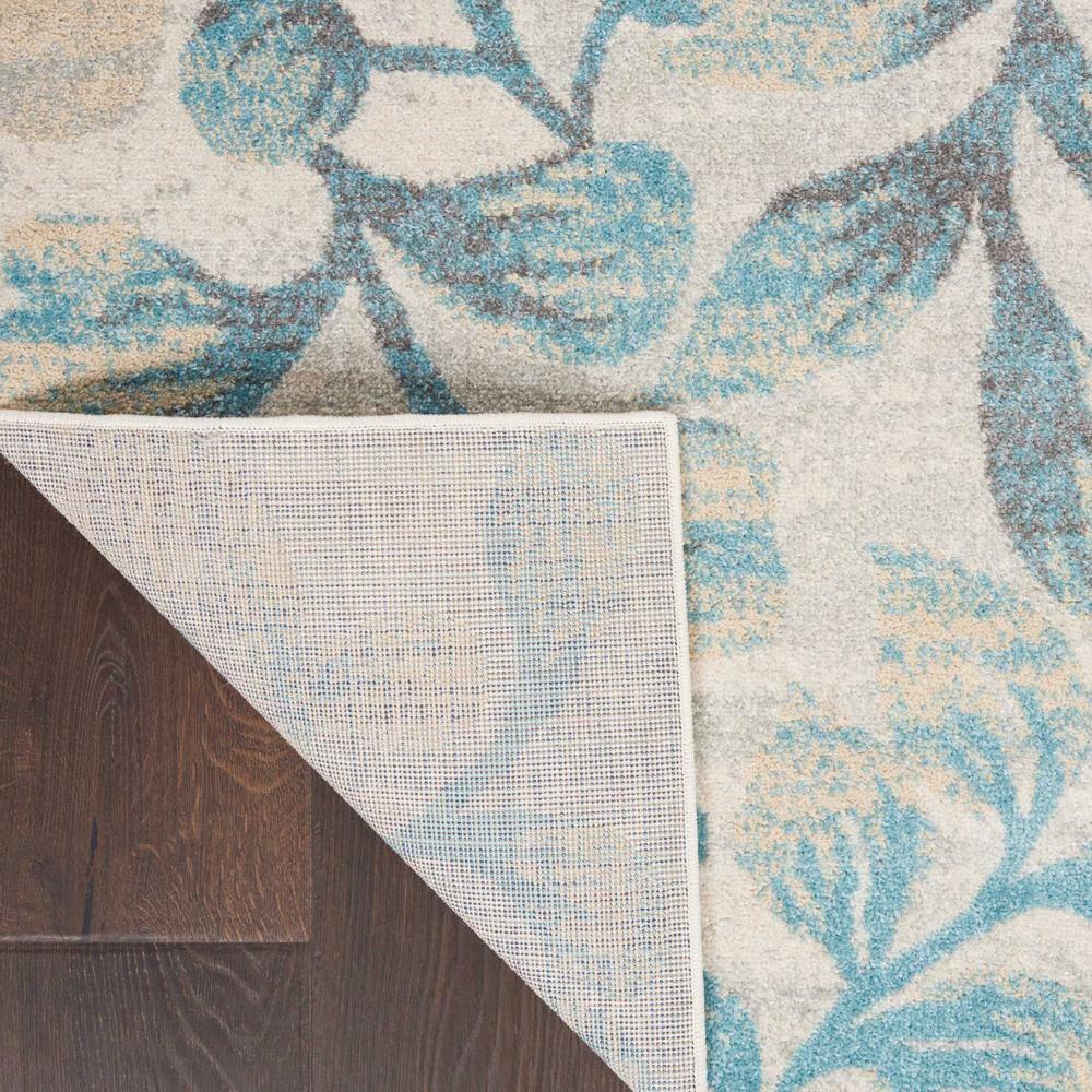 Nourison Tranquil 5'3" X 7'3" (5' x 7') Ivory/Turquoise Area Rug Contemporary Botanical Vine and Bloom by Nourison