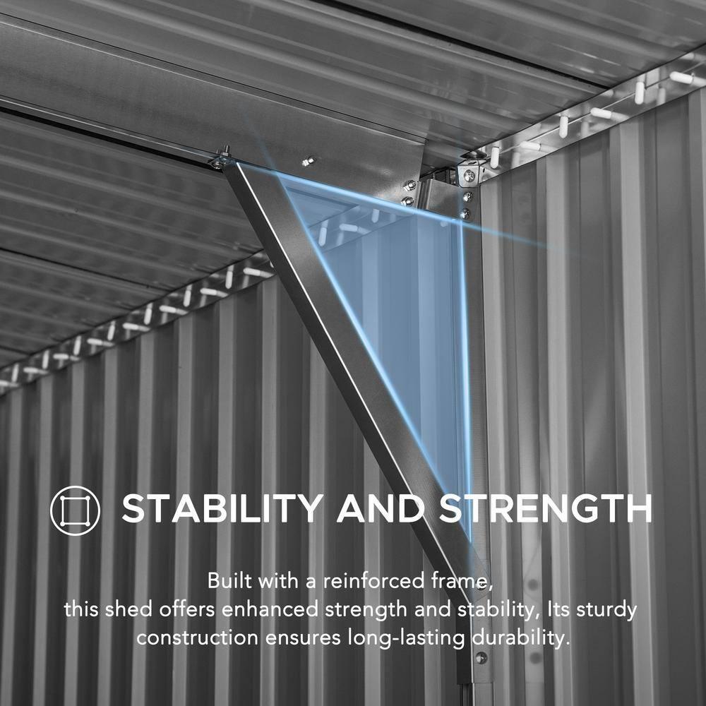 Sunjoy Sunjoy Outdoor Storage Shed 13 x 20 ft. Carport, Patio Metal Utility Large Storage Shed Garage with 2 Doors and 4 Vents, for Car, Truck, Bike, Garbage Can, Tool, Lawnmower