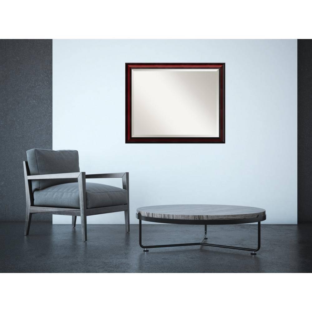 Amanti Art Rubino Cherry Scoop Beveled Wood Wall Mirror 25 x 31 in.