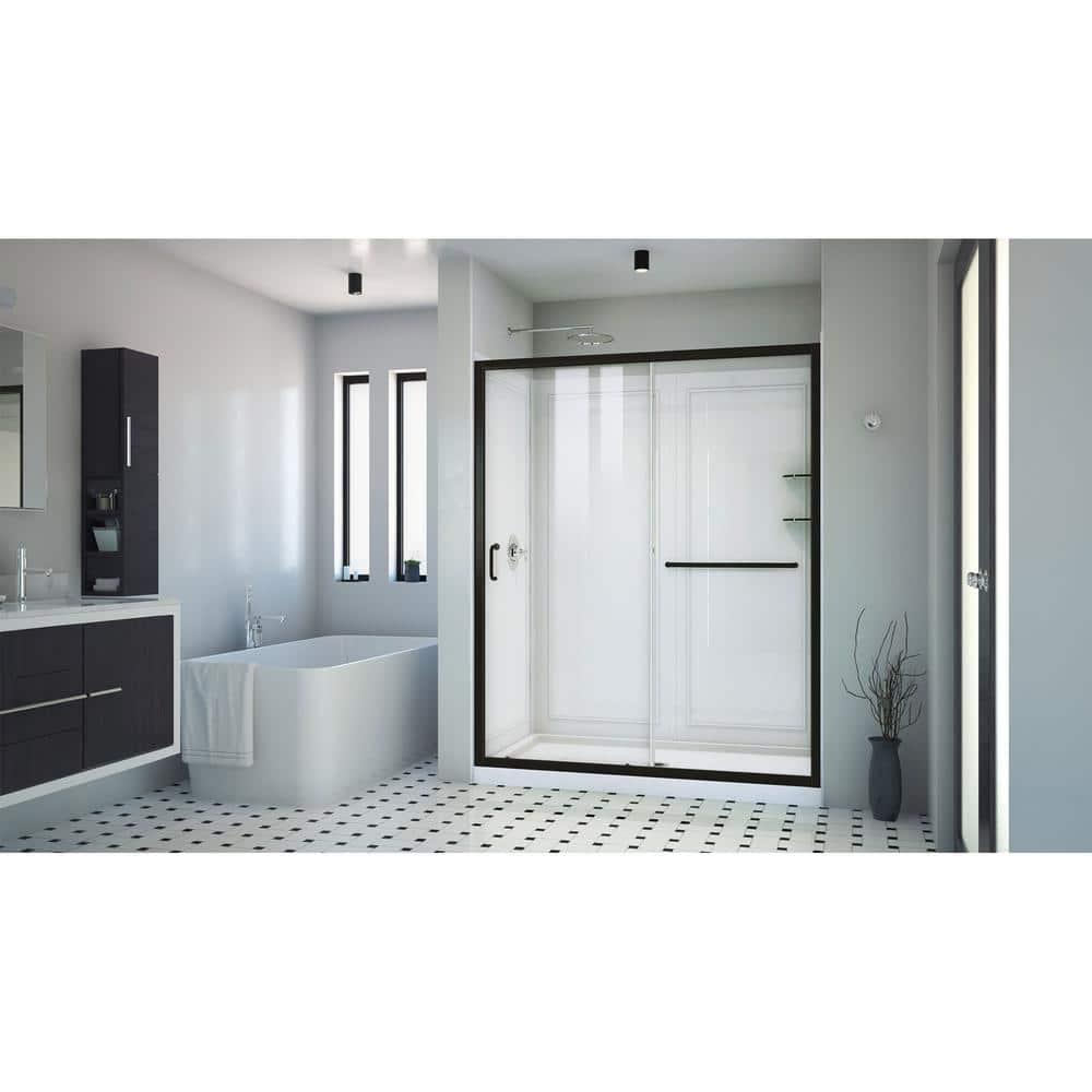 Infinity-Z 60" x 76.75" Rectangle Sliding Shower Enclosure with Base Included