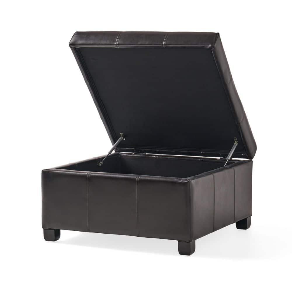 Richmond Bonded Leather Storage Ottoman Espresso: Coffee Table & Seating - Christopher Knight Home