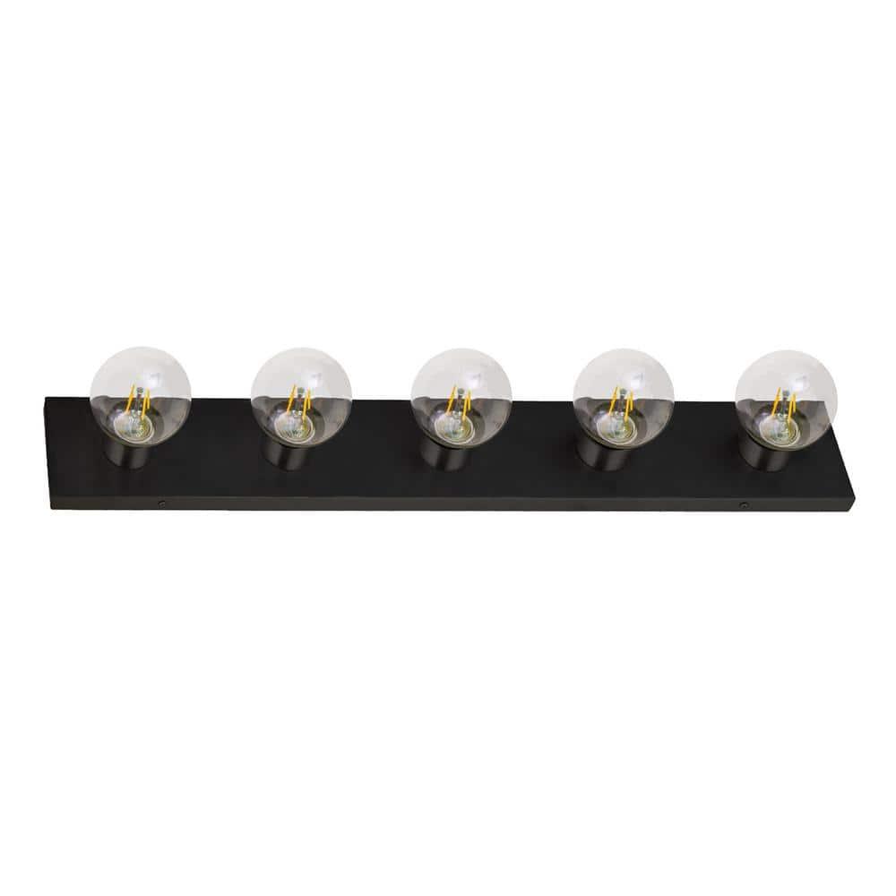 Design House 588582-BLK 5-Light Vanity Strip Light Contemporary Dimmable for Bathroom, Bedroom, Makeup Vanity, Matte Black