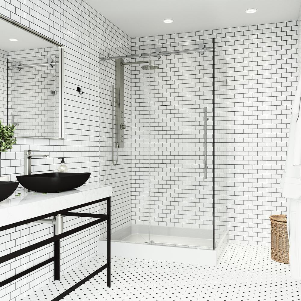 Elan E-class 48" W x 36" D x 82" H Sliding Frameless Shower Enclosure with 3/8" Clear Glass&Base