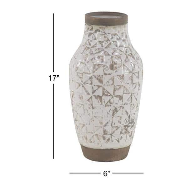 DecMode 16" White Ceramic Vase