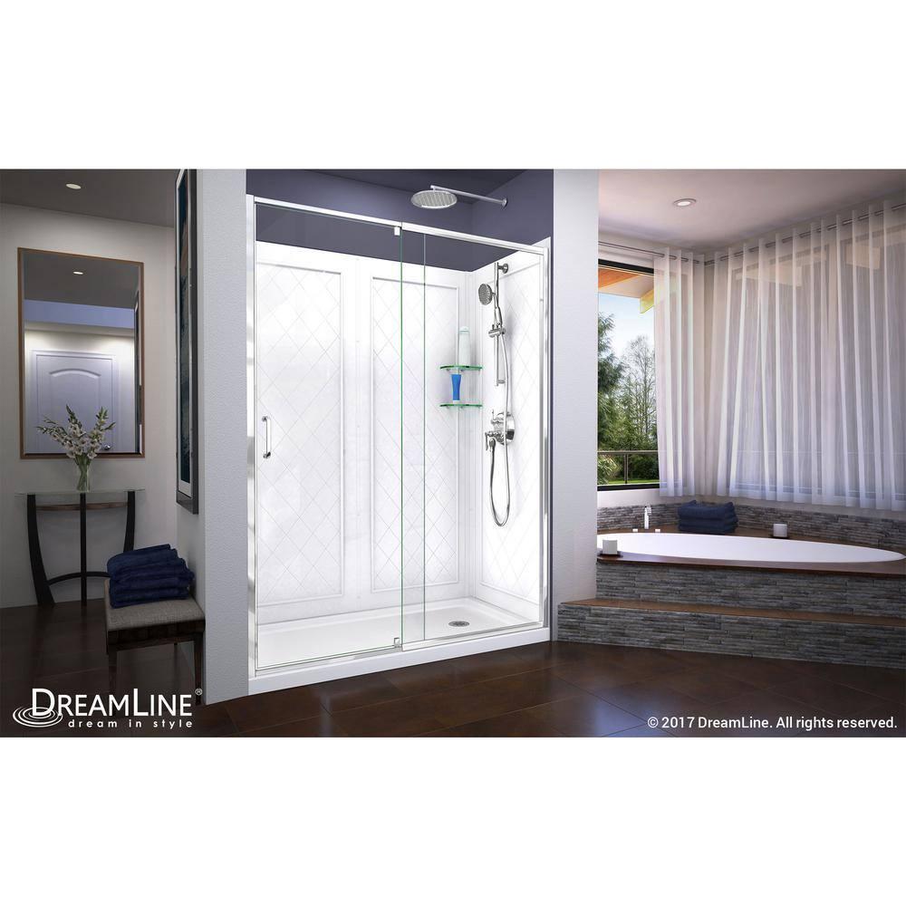 Flex 60" x 76.75" Pivot Semi-Frameless Shower Door
