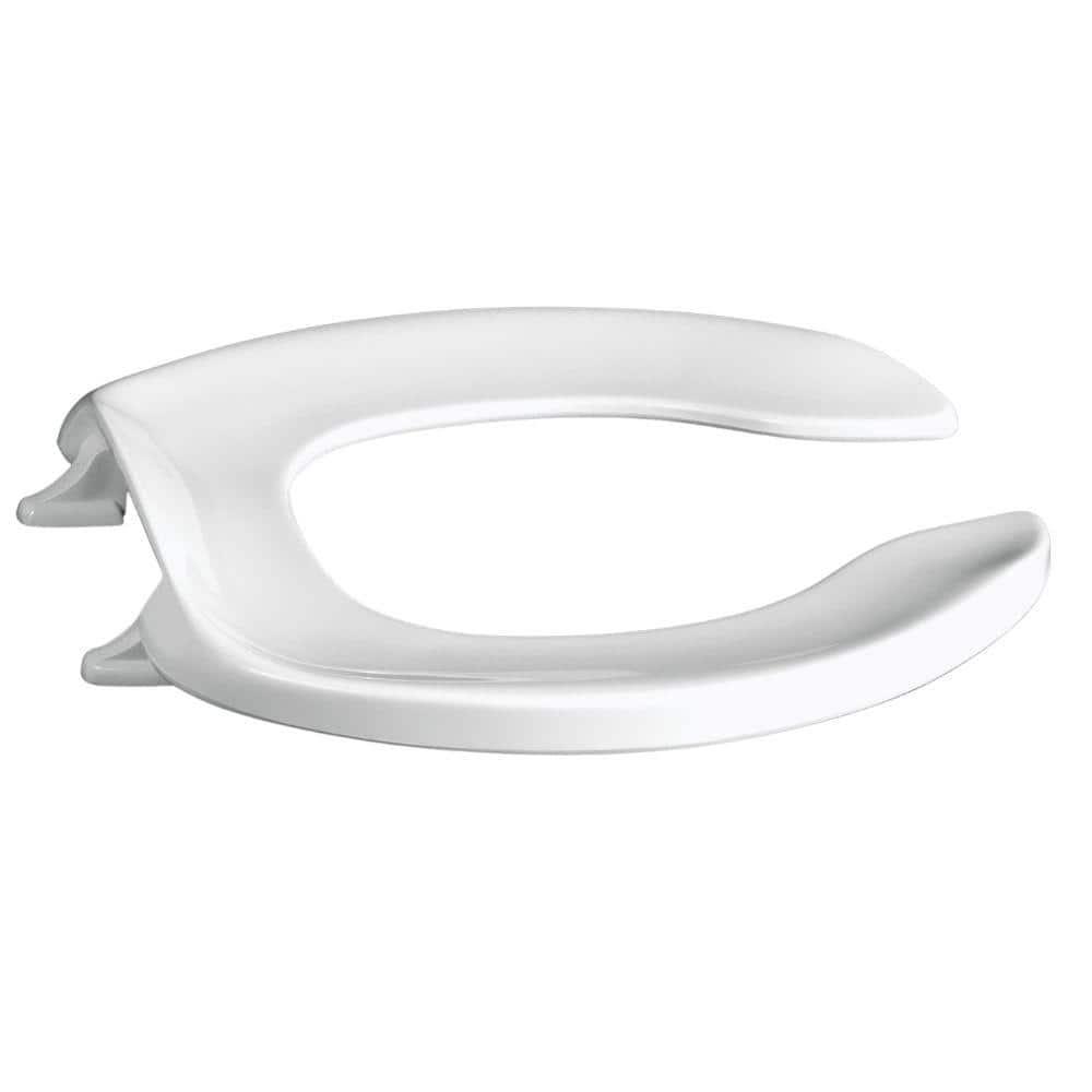 White Heavy-Duty Round Open Front Toilet Seat with Metal Hinges