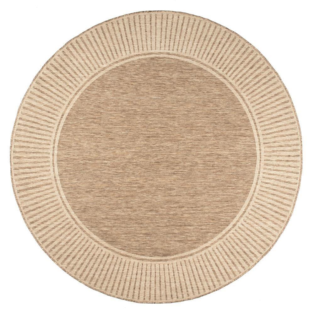 nuLOOM 7' Round Outdoor Area Rug, Stain Resistant, Weather Resistant, High Traffic, Patio, Balcony, Outside, Living Room Dining Room, Asha Light Brown
