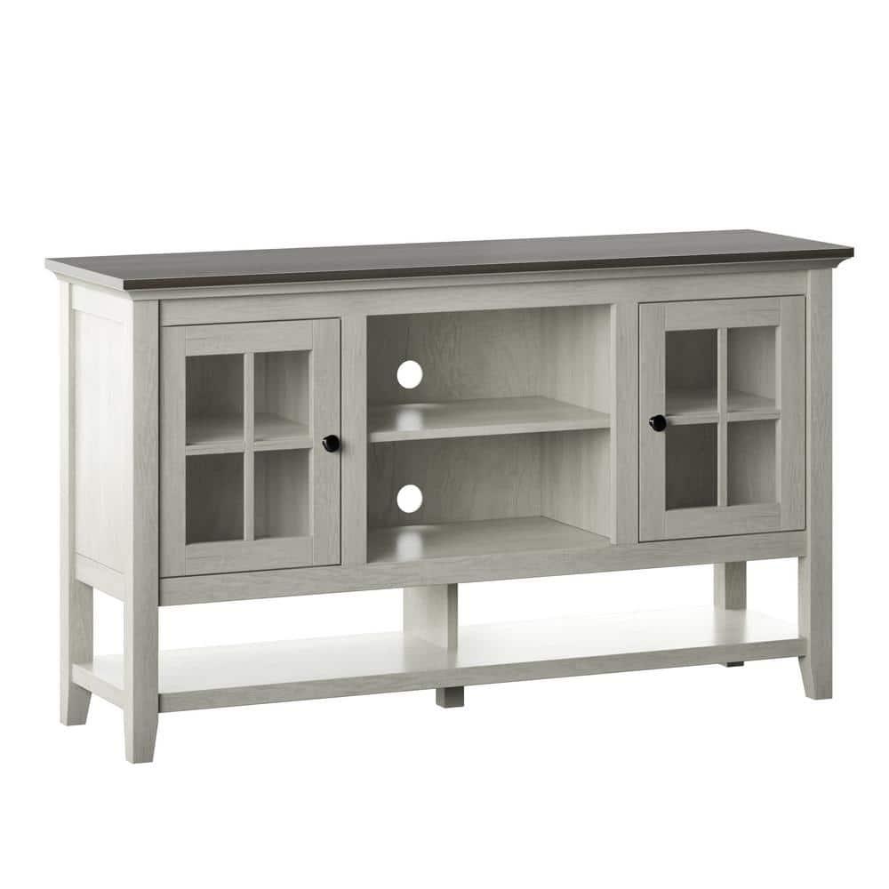 Twin Star Home TV Stand for TVs up to 60" with Windowpane Cabinet Doors