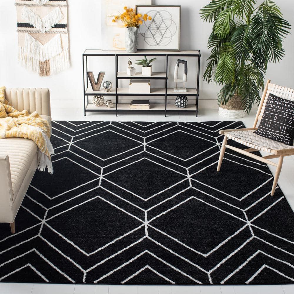 Adirondack ADR241 Machine Made Indoor Area Rug - Black/Ivory - 5'-1"x7'-6" - Safavieh