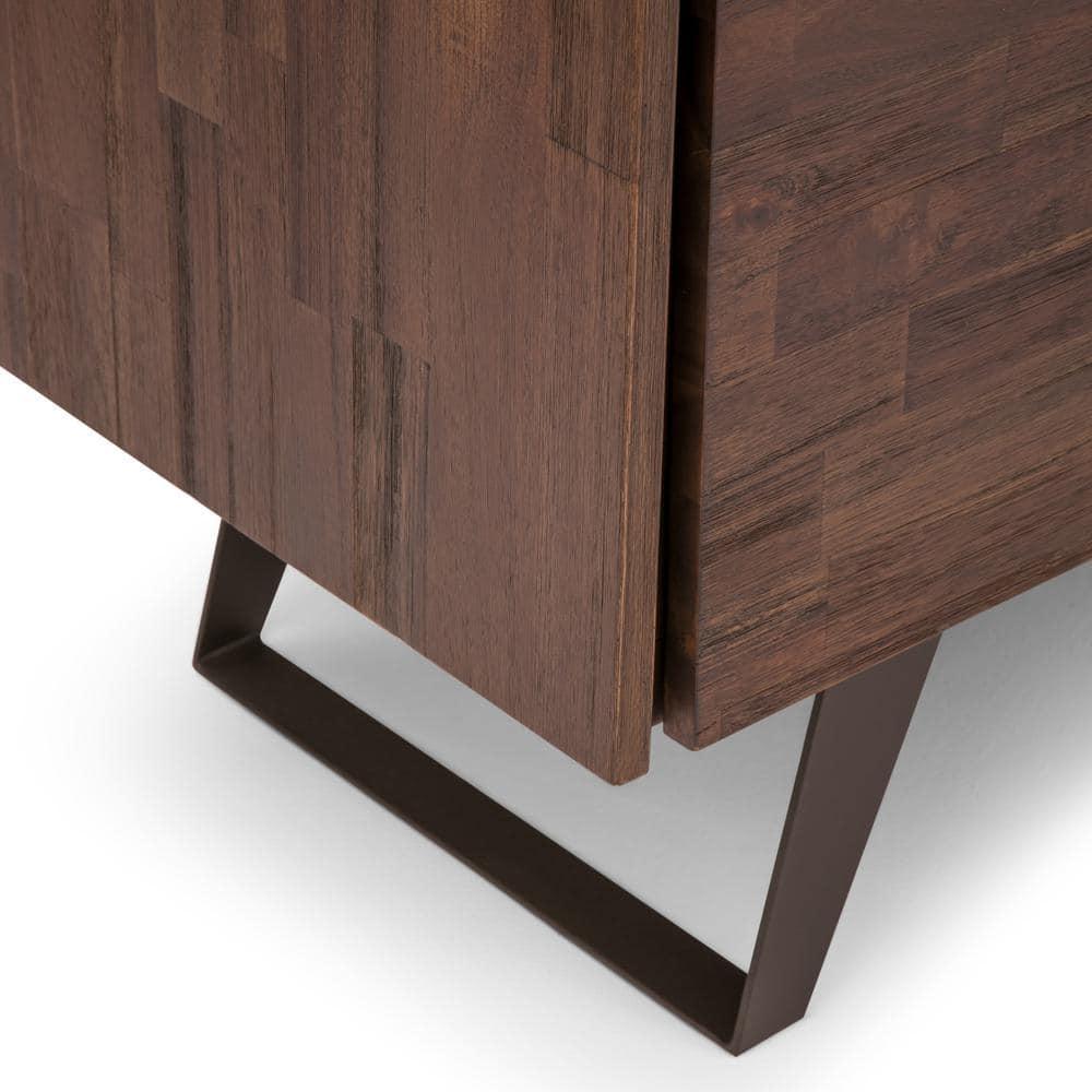 Distressed Charcoal Brown Acacia Wood Office Storage Cabinet
