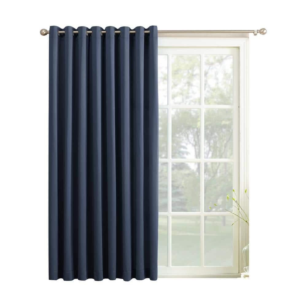 Sun Zero Bartlett Grommet Room Darkening Extra Wide Patio Curtain Panel, 100"X84", Navy Blue