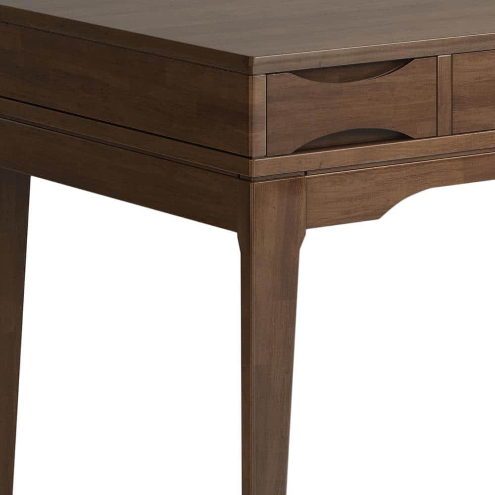 Simpli Home Harper Solid Wood Desk, Contemporary Style with Keyboard Tray and Storage