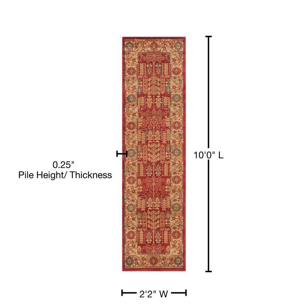 Mahal MAH697 Power Loomed Indoor Runner Rug - Red/Natural - 2'2"x10' - Safavieh.