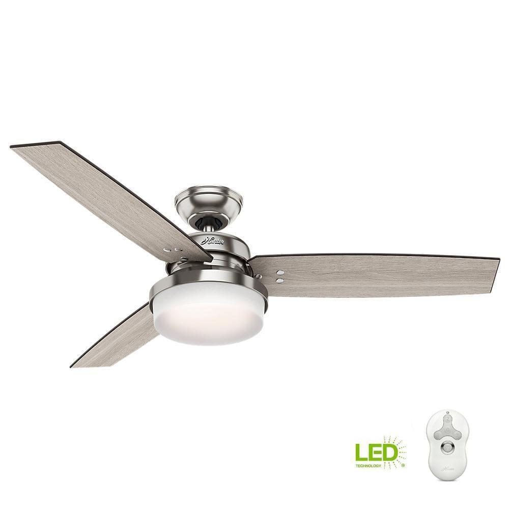 52" Sentinel Ceiling Fan with Remote Nickel: WhisperWind Motor, Reversible - Hunter Fan