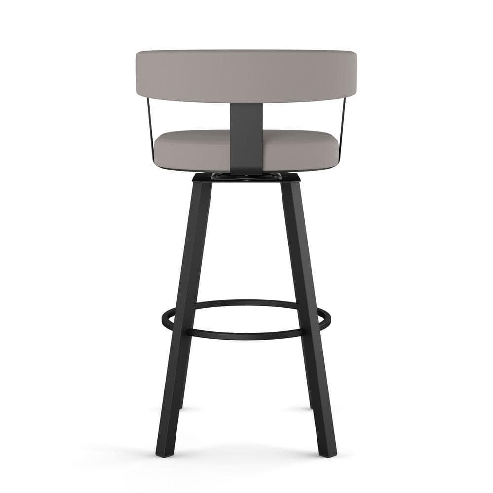 Amisco Parker 26 In. Swivel Counter Stool - Taupe Grey Faux Leather / Black Metal