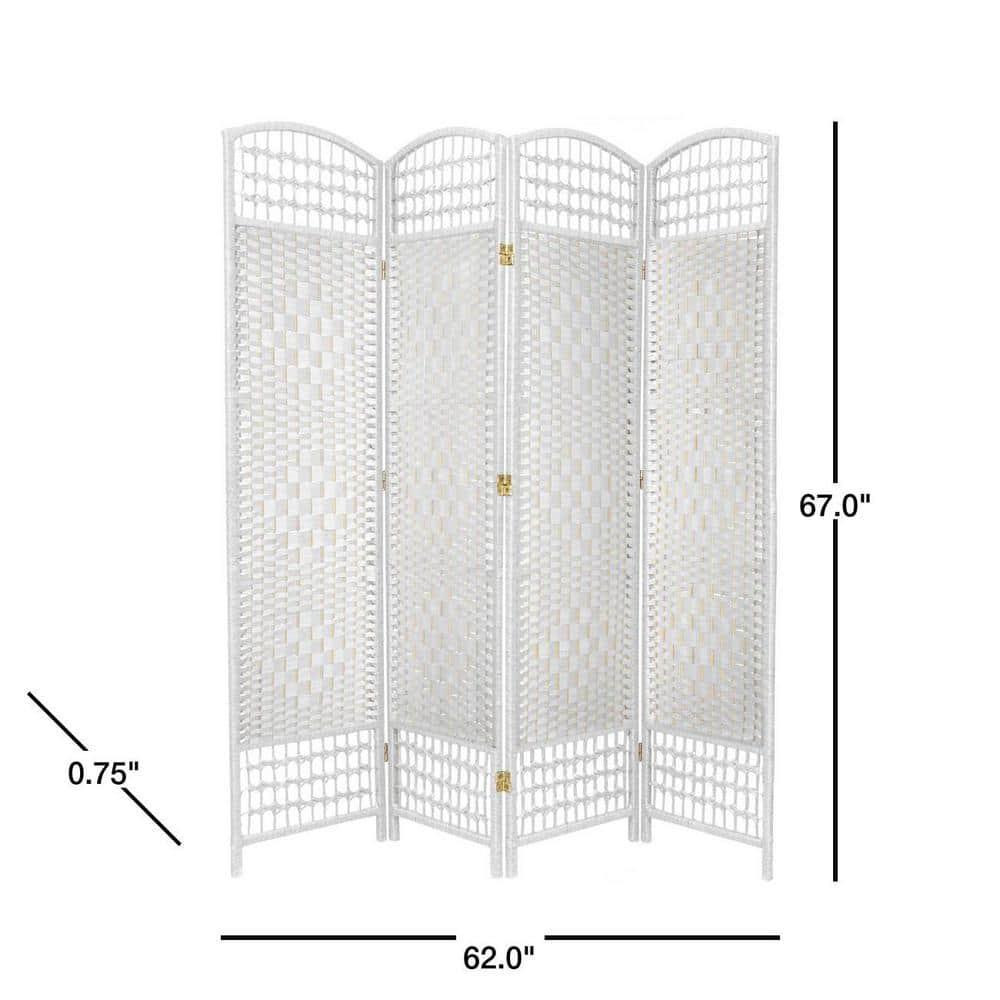 5 1/2 ft. Tall Fiber Weave Room Divider - White (4 Panels)