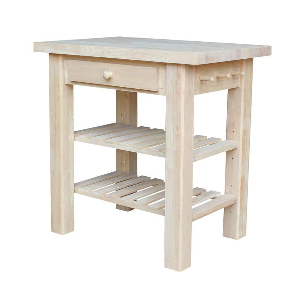 International Concepts Unfinished Butcher Block Kitchen Island
