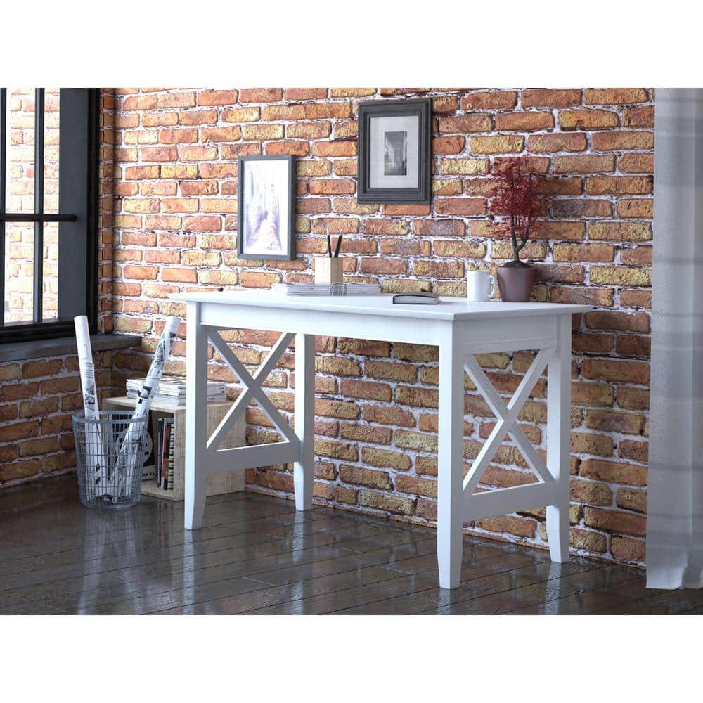 AFI 48" Lexi Solid Wood X Design Home Office, Gaming, Writing, Desk with Charger in White