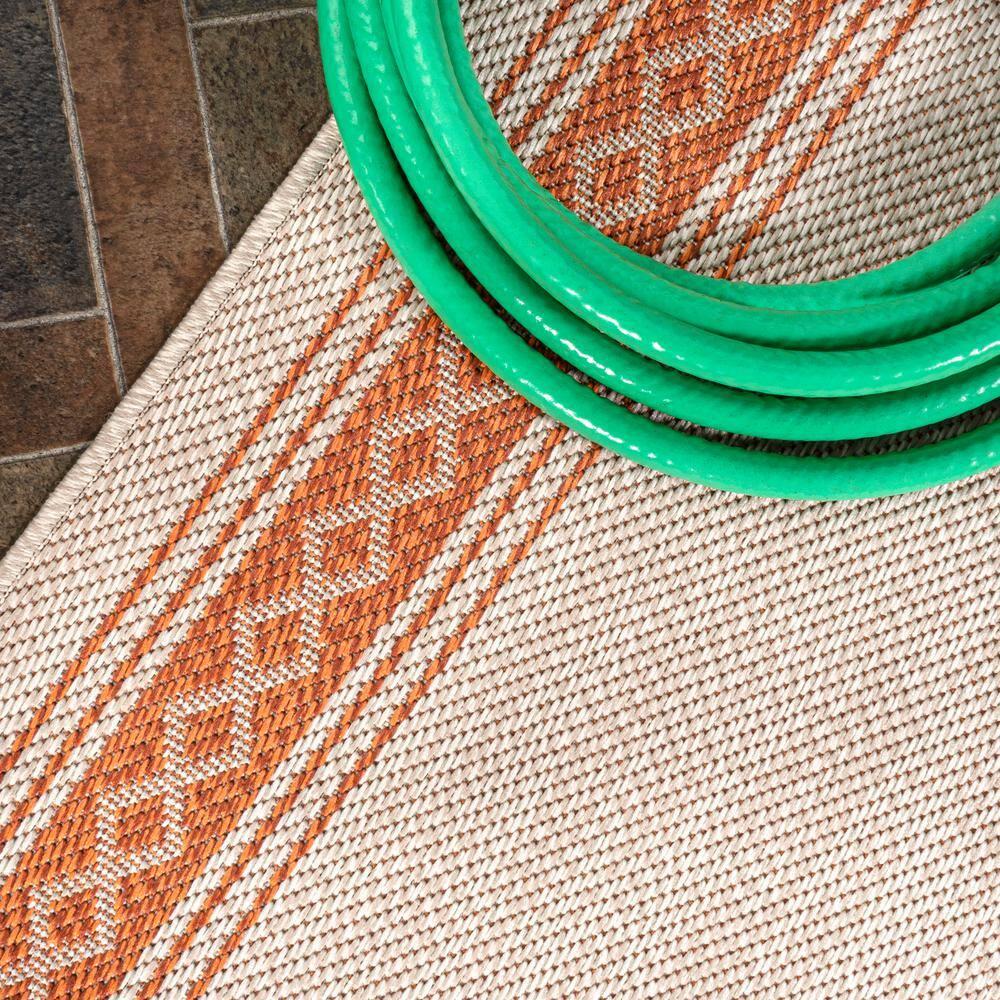 3' x 5' Lucia Classic Diamond Border Indoor/Outdoor Area Rug, Cream/Orange - JONATHAN Y