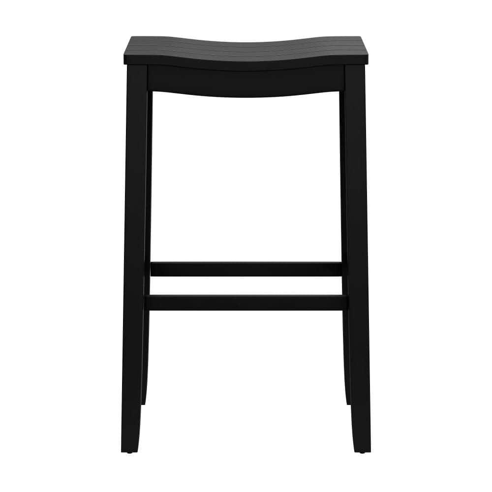 30" Fiddler Wood Backless Counter Height Barstool Black - Hillsdale Furniture: Saddle Seat, Matte Finish, Farmhouse Style