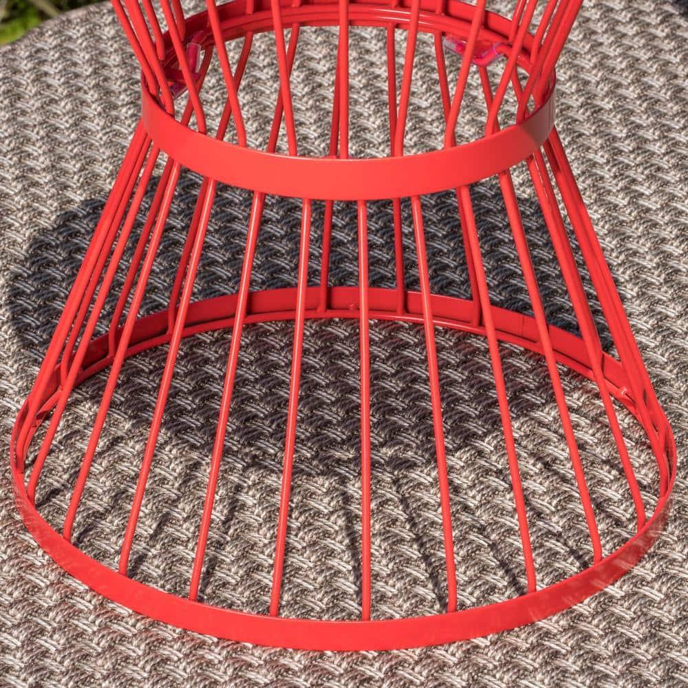 Noble House Lassen Outdoor Metal 16 Inch Side Table in Matte Red