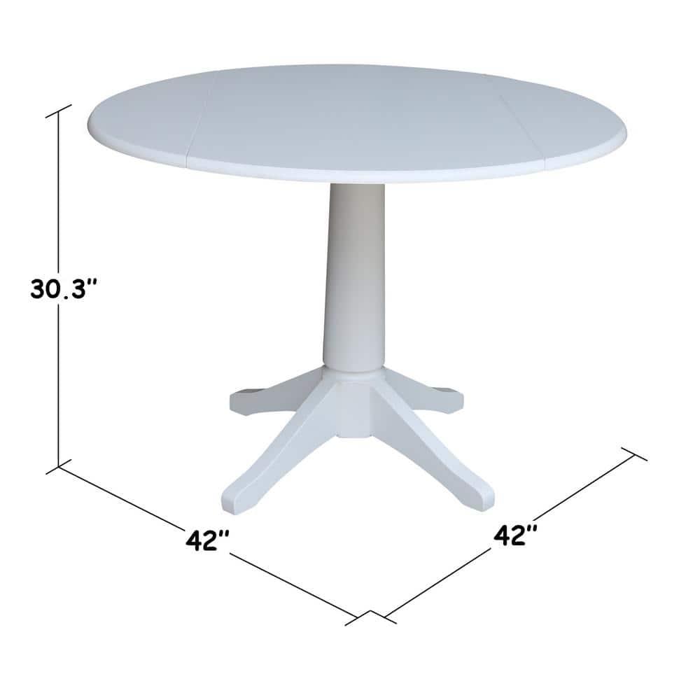 42" Nina Round Top Dual Pedestal Dining Table White - International Concepts: Modern Style, Seats 4, Wood Frame