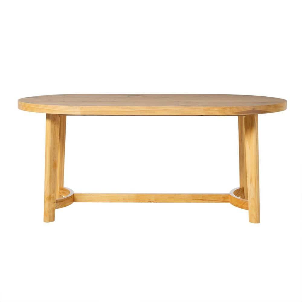 Walker Edison Modern Farmhouse Rustic Solid Oak Wood Oval Dining Table for 6 - White Oak