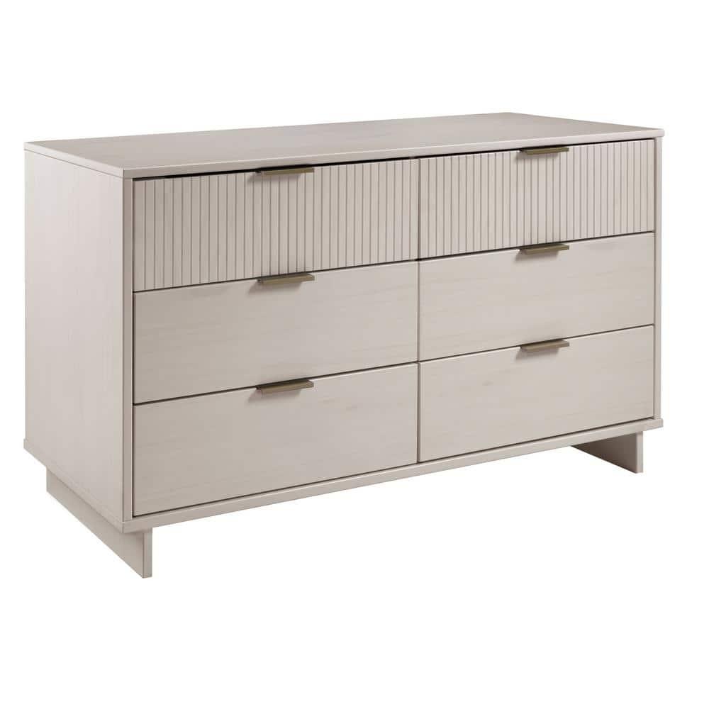 Manhattan Comfort Granville Modern 6 Drawer Double Wide Dresser Light Gray : Wood Frame, Spot Clean, Assembly Required