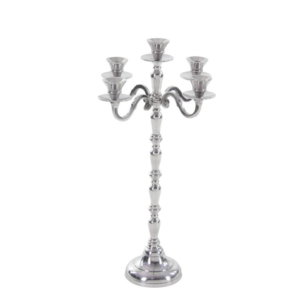 DecMode 5 Holder Silver Aluminum Metal Candelabra
