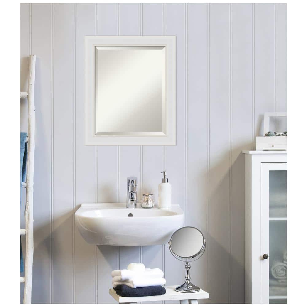 20" x 24" Flair Framed Bathroom Vanity Wall Mirror Soft White - Amanti Art: Modern Rectangle, Satin Finish, No Assembly Required